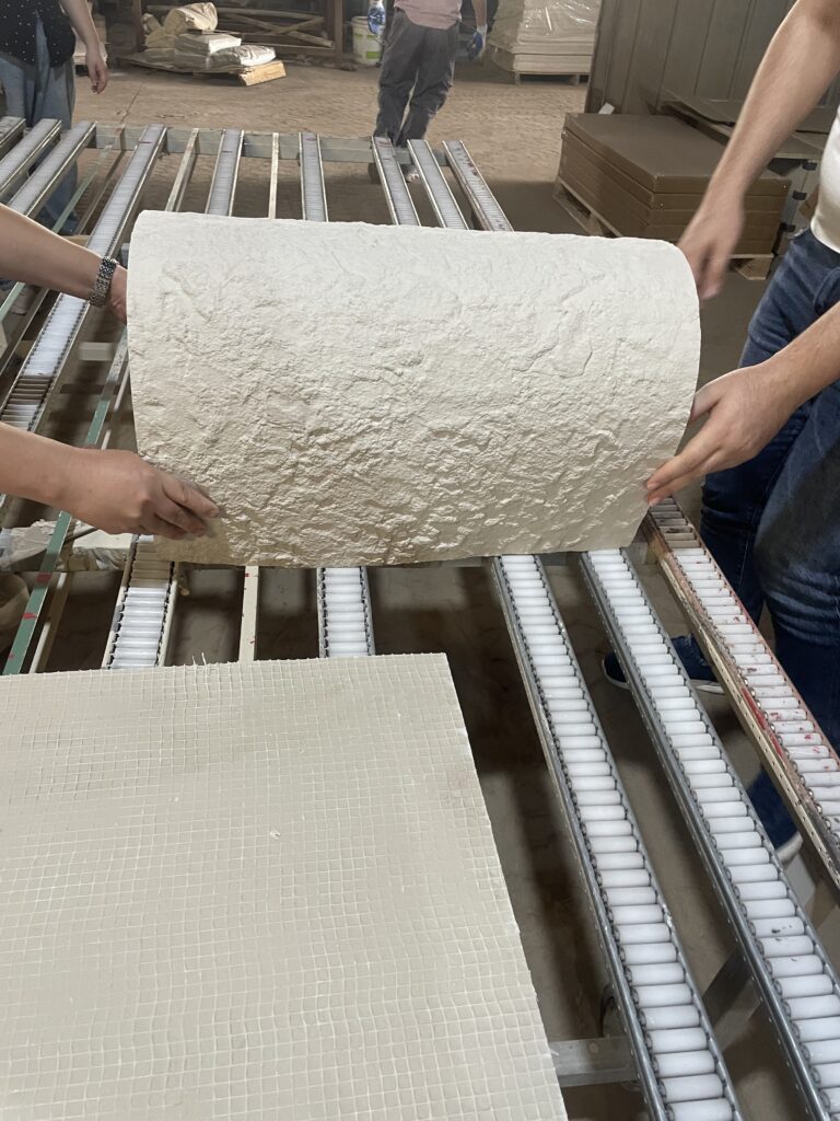 Flexible stone veneer manufacturing process in JMS Decor factory