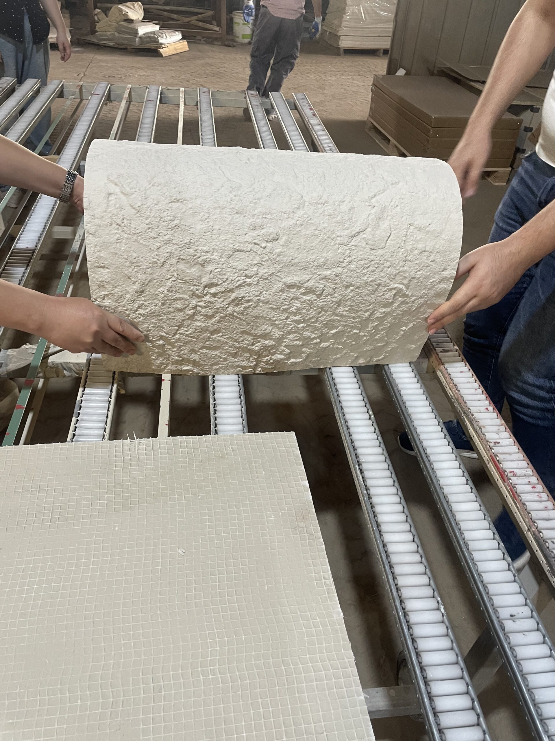 Flexible stone panel installation scene