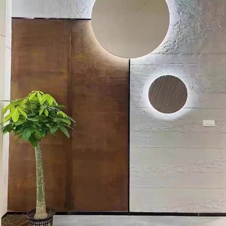 Flexible stone wall in a retail store