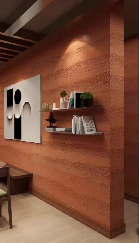 Rammed earth style flexible stone wall