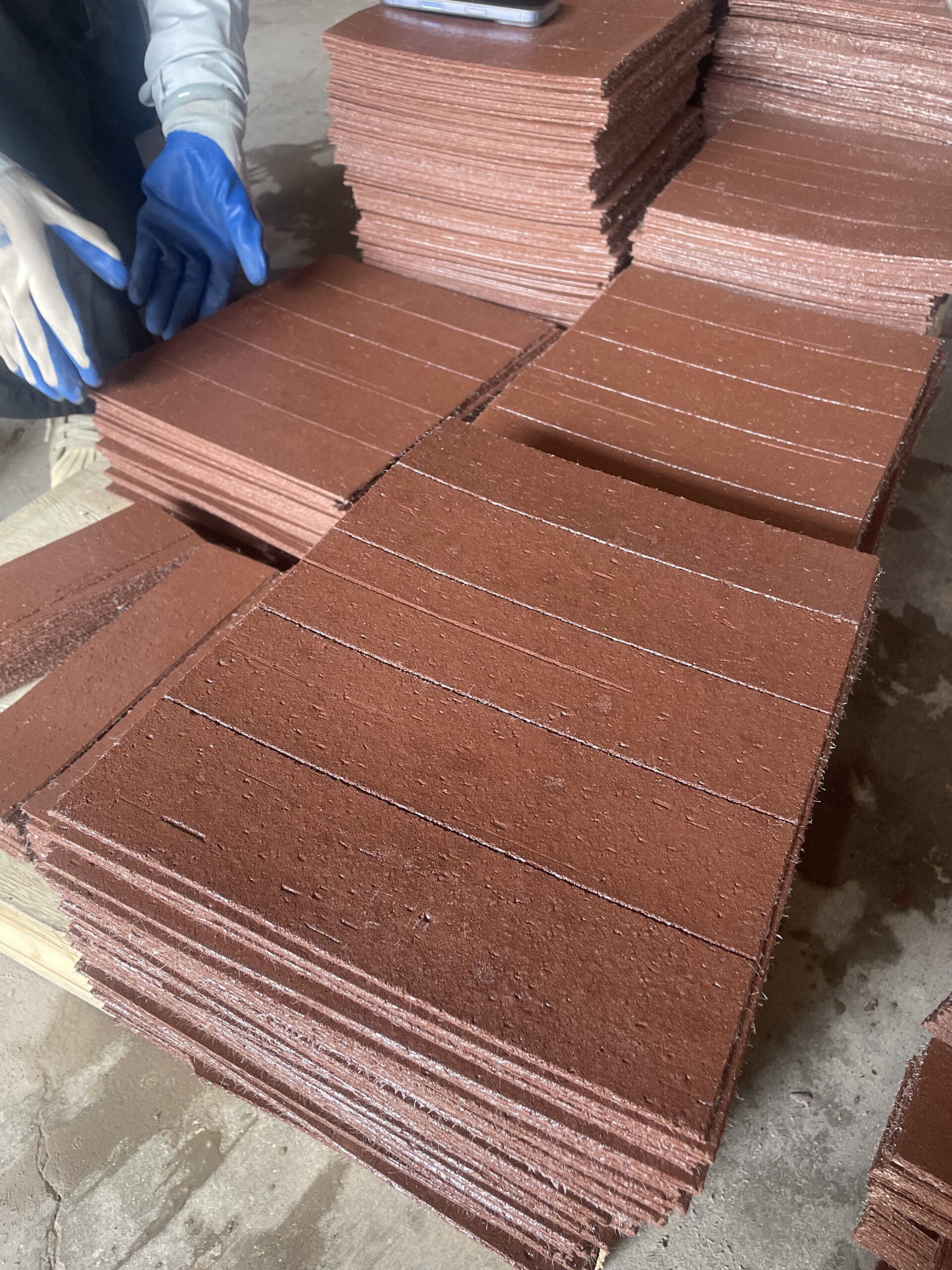 Custom wall panels packed for export in the warehouse